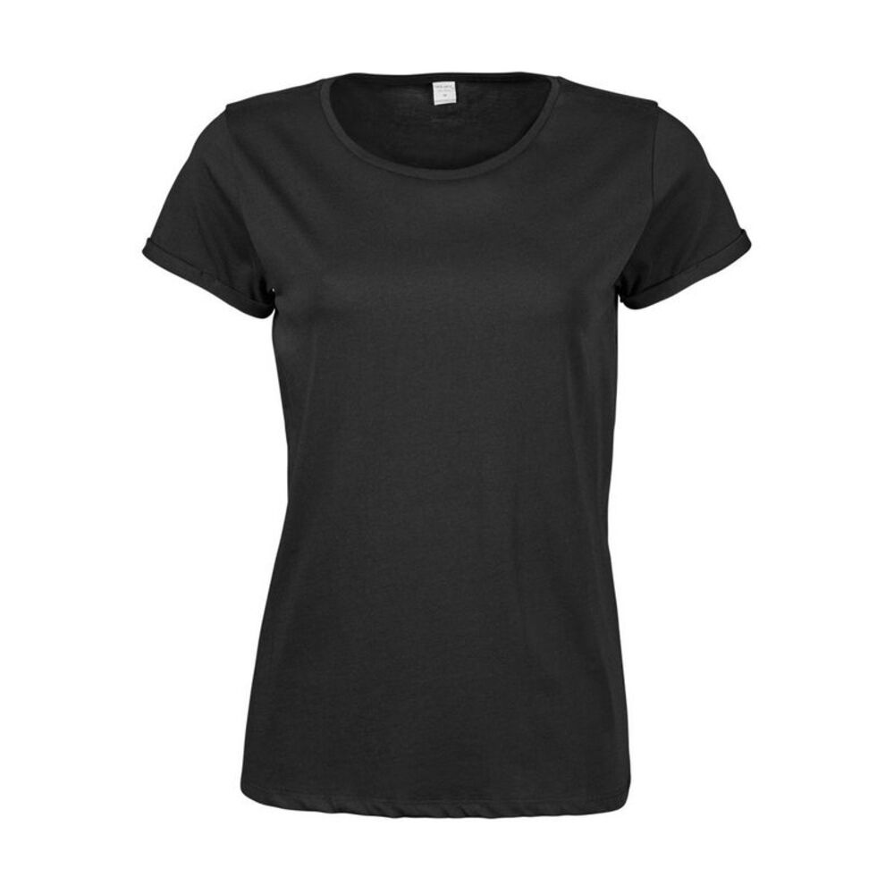 Tee Jays Womens/Ladies Roll Sleeve Cotton T-Shirt / Black